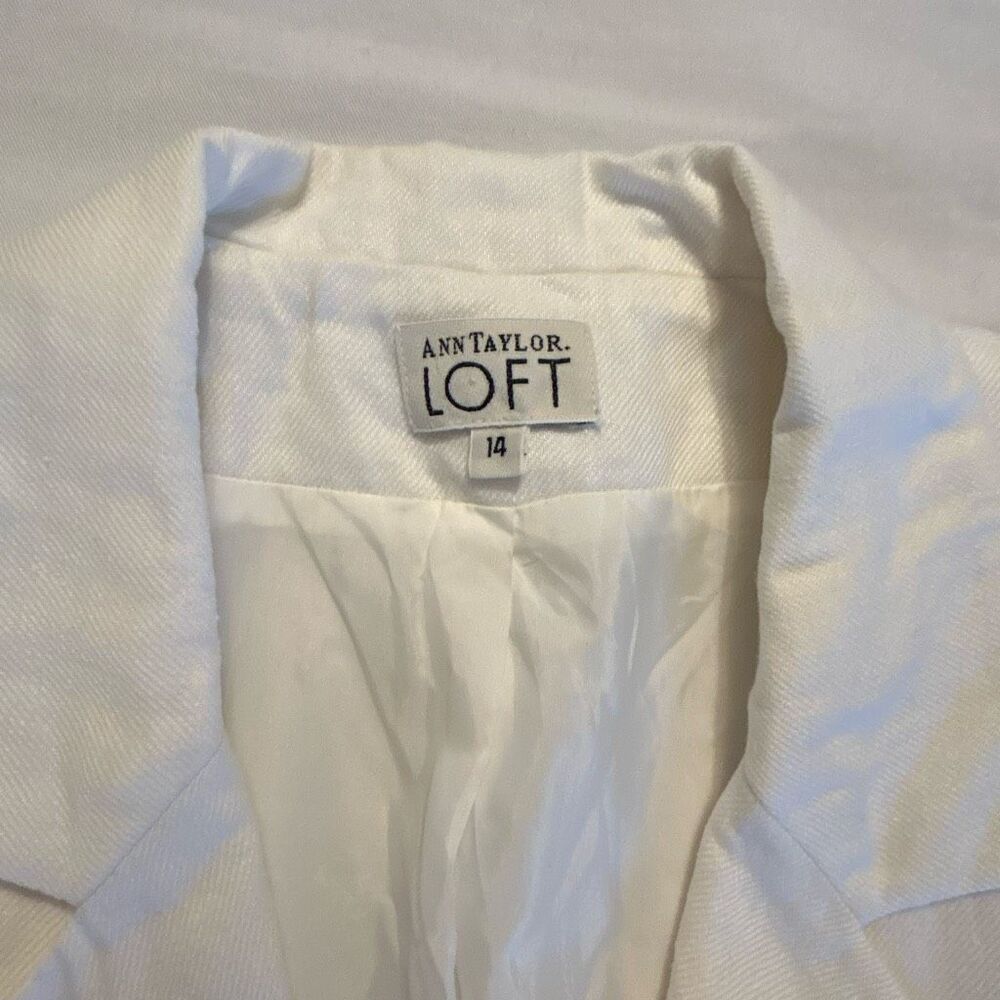 Ann Taylor LOFT Linen Blazer | Women’s 14 | White | One Button | Classic Tailore - Picture 2 of 7